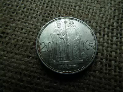 Szlovákia , ezüst 20 korona 1944 , korun , Szent Cirill és Szent Metód
