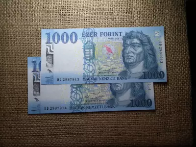 1000 Forint Bankjegy 2017 DD UNC , 2 db sorszámkövető 