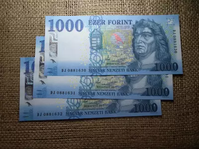 1000 Forint Bankjegy 2017 DJ UNC 3 db sorszámkövető 