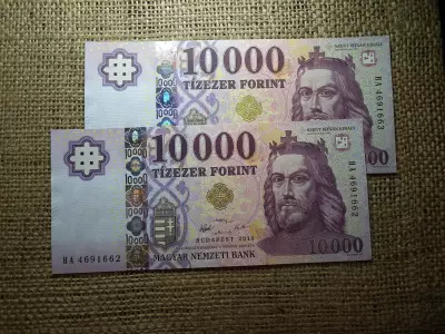 10000 forint 2019 HA UNC , 2 db sorszámkövető 