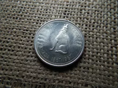 Kanada , ezüst 50 cent 1967 , cents 