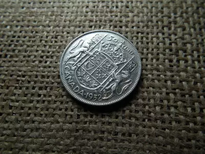 Kanada , ezüst 50 cent 1952 , cents 