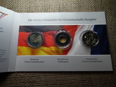 Németország 2 euró 2013 , 50 Éves az Élysée Szerződés , bliszter ! 2 db emlék 2 euro 2013 D és RF ! Német és Francia  ! Arany nélküli 