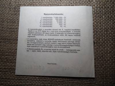 Bongó sorsjegy 1991 , 10 forint , TV1 Magyar Televízió Szerencsejáték Rt. 