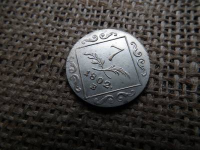 I.Ferenc  ezüst 7 krajcár 1802 B ( Körmöcbánya ) , extra , így nagyon ritka 