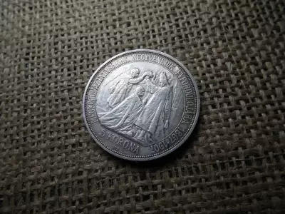 Ferenc József , ezüst 5 korona 1907 KB , Körmöcbánya , Koronázási 