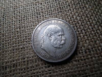 Ferenc József , ezüst 5 korona 1907 KB , Körmöcbánya , Koronázási 