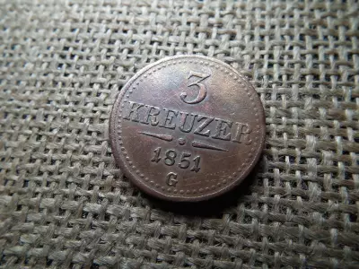 Ferenc József 3 krajcár 1851 G , ritka 