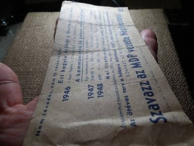Egymilliárd Milpengő 1946  propaganda bankjegy , hátoldalán  : Szavazz az MDP vezette Népfrontra!  Ritka 