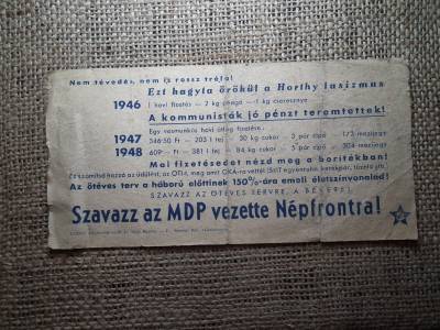 Egymilliárd Milpengő 1946  propaganda bankjegy , hátoldalán  : Szavazz az MDP vezette Népfrontra!  Ritka 