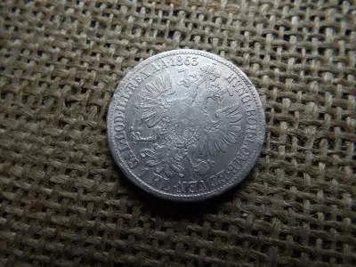 Ferenc József , ezüst 1 florin 1863 A , Bécs 