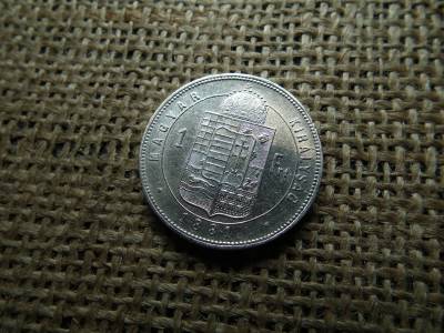 Ferenc József , ezüst 1 forint 1881 KB  , ritka , széles címer 