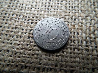 10 pfennig 1920 , Breslau villamos , Wrocław városa ( Alsó-Szilézia ) ( porosz Alsó-Szilézia tartomány ) 