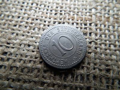 10 pfennig 1920 , Breslau villamos , Wrocław városa ( Alsó-Szilézia ) ( porosz Alsó-Szilézia tartomány ) 