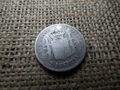 Spanyolország , ezüst 2 Peseta 1892 - Alfonso XIII , pesetas 