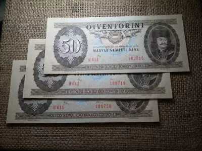 50 forint 1980 H , 3 db hajtatlan sorszámkövető , UNC aUNC 