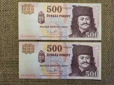500 forint 2007 EA UNC , 2 db sorszámkövető 