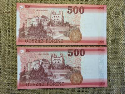 500 forint 2018 EG  UNC , 2 db sorszámkövető 
