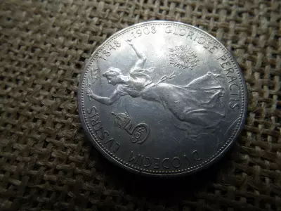 Ezüst 5 corona 1908 , korona , jubileumi 