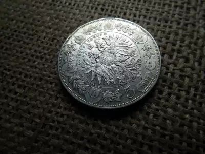Ezüst 5 corona 1909 , korona , schwartz fej 