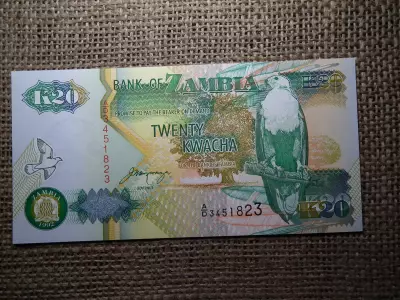 Zambia 20 kwacha 1992 UNC , B1