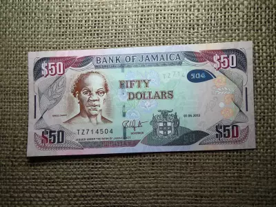 Jamaica 50 dollars 2013 UNC , B1