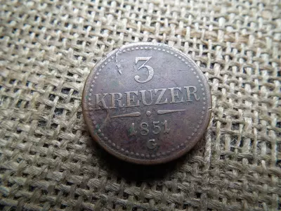 3 krajcár 1851 G , ritka , lapkahibás ! 