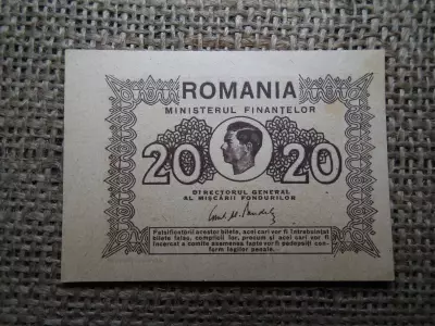Románia 20 Lei 1945 , hajtatlan 