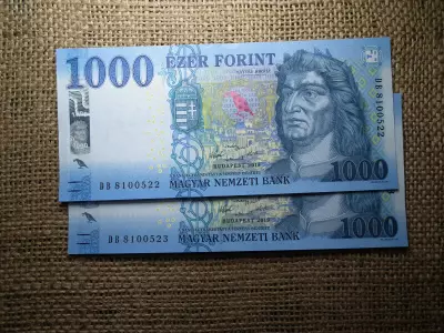 1000 forint 2018 DB , EF , 2db sorszámkövető 