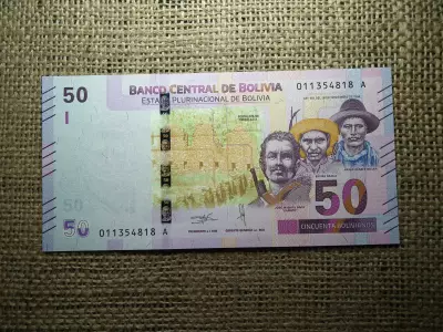 Bolívia 50 bolivianos 2018 UNC , C1