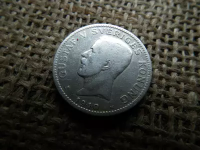 Svédország , ezüst 1 korona 1910 , V. Gusztáv