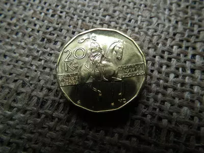 Csehország 20 korona 2002 , korun , verdefényes 