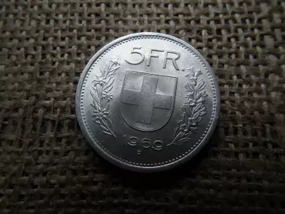Svájc , ezüst 5 frank 1969 B , francs 