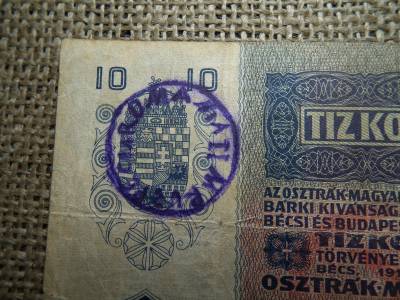 10 korona 1915  , felülbélyegzés ! Felülbélyegzett ! 