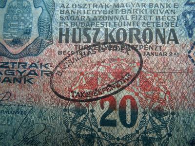 20 korona 1913 , felülbélyegzés ! Felülbélyegzett ! 