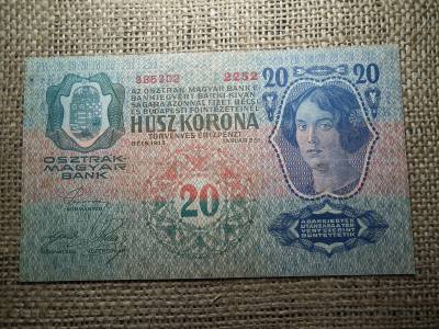 20 korona 1913 , felülbélyegzés ! Felülbélyegzett ! 