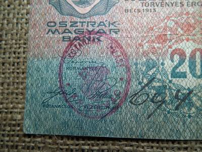 20 korona 1913 , felülbélyegzés ! Felülbélyegzett ! 