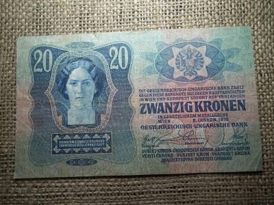 20 korona 1913 , felülbélyegzés ! Felülbélyegzett ! 