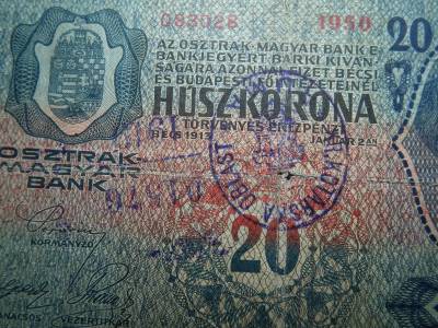 20 korona 1913 , felülbélyegzés ! Felülbélyegzett ! 