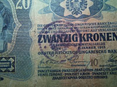 20 korona 1913 , felülbélyegzés ! Felülbélyegzett ! 