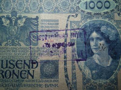 1000 korona 1902 , felülbélyegzés ! Felülbélyegzett !  Jámi közjegyzőség 