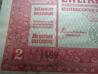 2 korona 1917 , sorozatszám színe eltér , hibás 