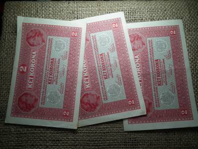 2 korona 1917 , 3 db sorszámkövető 