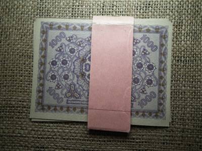 1000 korona 1922 , hajtatlan , UNC - aUNC  ,5 db + eredeti kötegelő 