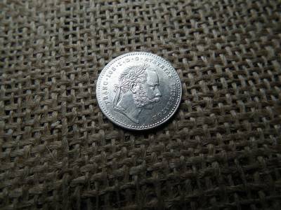 Ezüst 20 krajcár 1870 , extra , verdefény , sas átüt a portréra - portré a sasra , verdehibás 