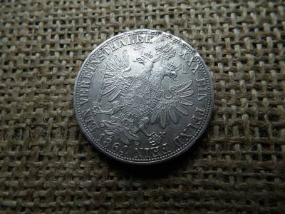 Ezüst 1 Vereinsthaler 1864 A , Bécs  , sérült perem 