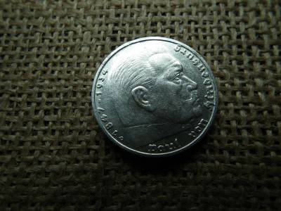 Birodalmi ezüst 5 márka 1936 D , Nagy sasos - horogkeresztes Birodalmi ezüst 5 márka 1936 D , Nagy sasos - horogkeresztes