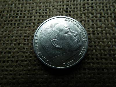 Birodalmi ezüst 5 márka 1937 F , Nagy sasos - horogkeresztes 