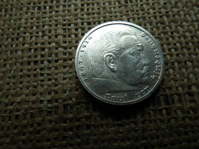 Birodalmi ezüst 5 márka 1939 B , Nagy sasos - horogkeresztes 