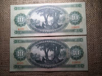 10 forint 1962 , vízjeles , ritka , 2 db sorszámkövető 